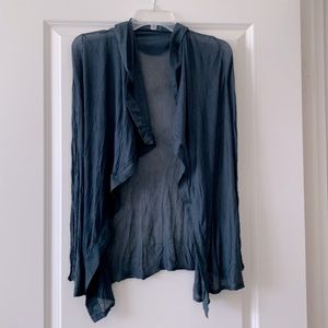 Helmet lang sheer jersey cardigan
